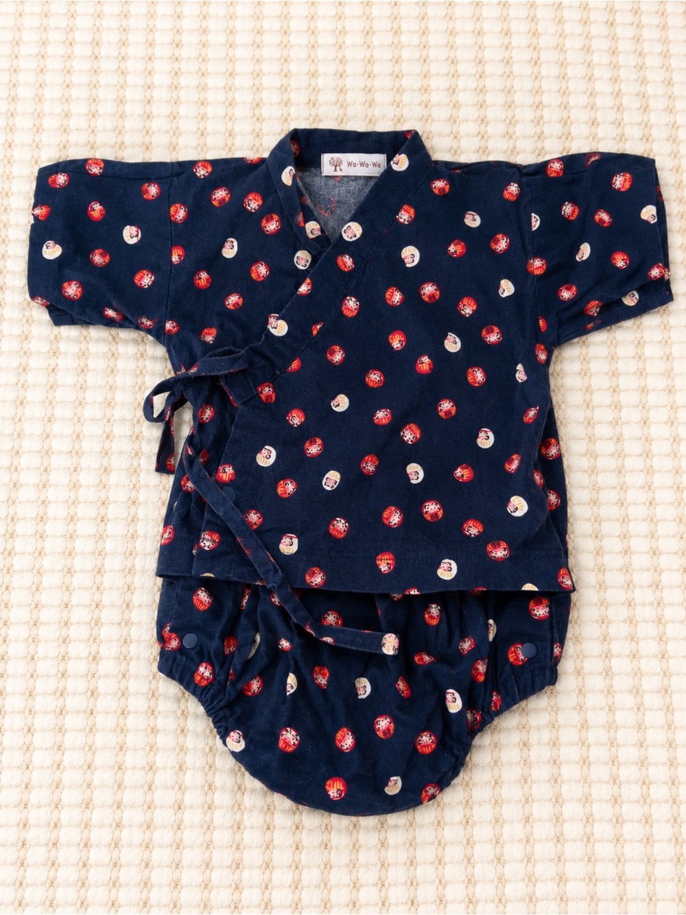Wa-Wa-Wa Baby Jinbei Yukata Set Size 90 Navy Daruma Festival Outfit Japan